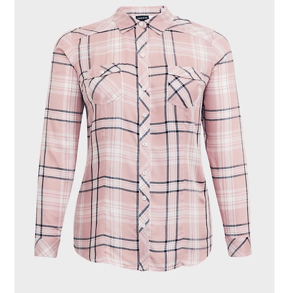 torrid Tops - 🌸NWT🌸TAYLOR PINK PLAID BUTTON FRONT SHIRT